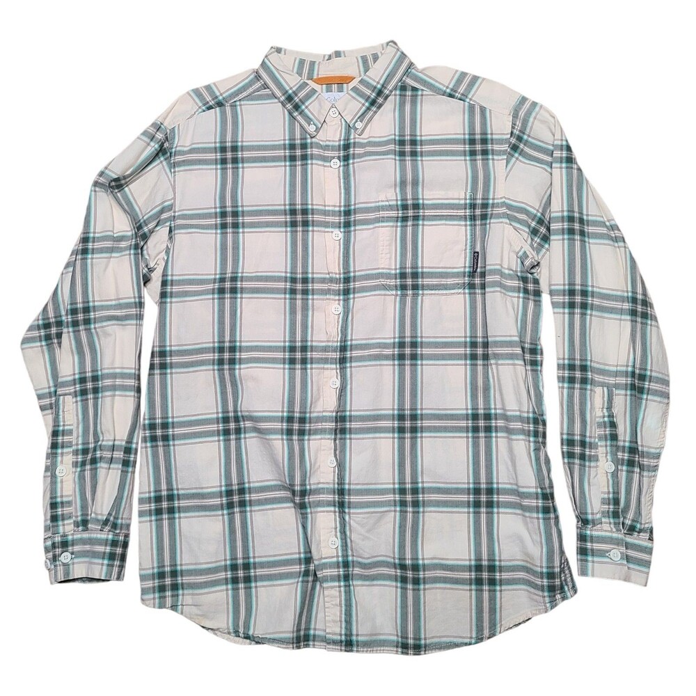 Columbia Men's Flannel Shirt Large Plaid w\ Chest Pocket 100% Cotton Size L